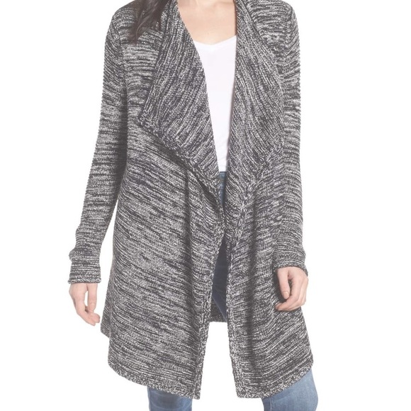 Nordstrom Caslon Black and White Long Open Sweater - Picture 1 of 7